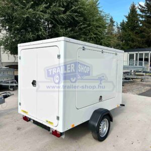 ALFA Modulo 12516MPK.75.3 egytengelyes 2,52x1,56m méretű, 750kg, fék nélküli zárt utánfutó, 2 hátsó ajtóval, 2 oldalajtóval